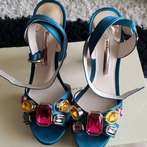 Sophia Webster Amanda Gem Platform Sandals Teal